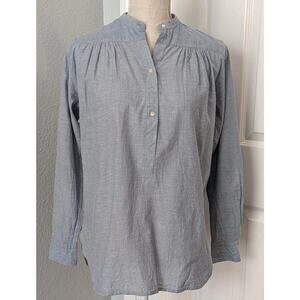 Nili Lotan Neville Cotton Long Sleeve Popover Light Blue Size XS